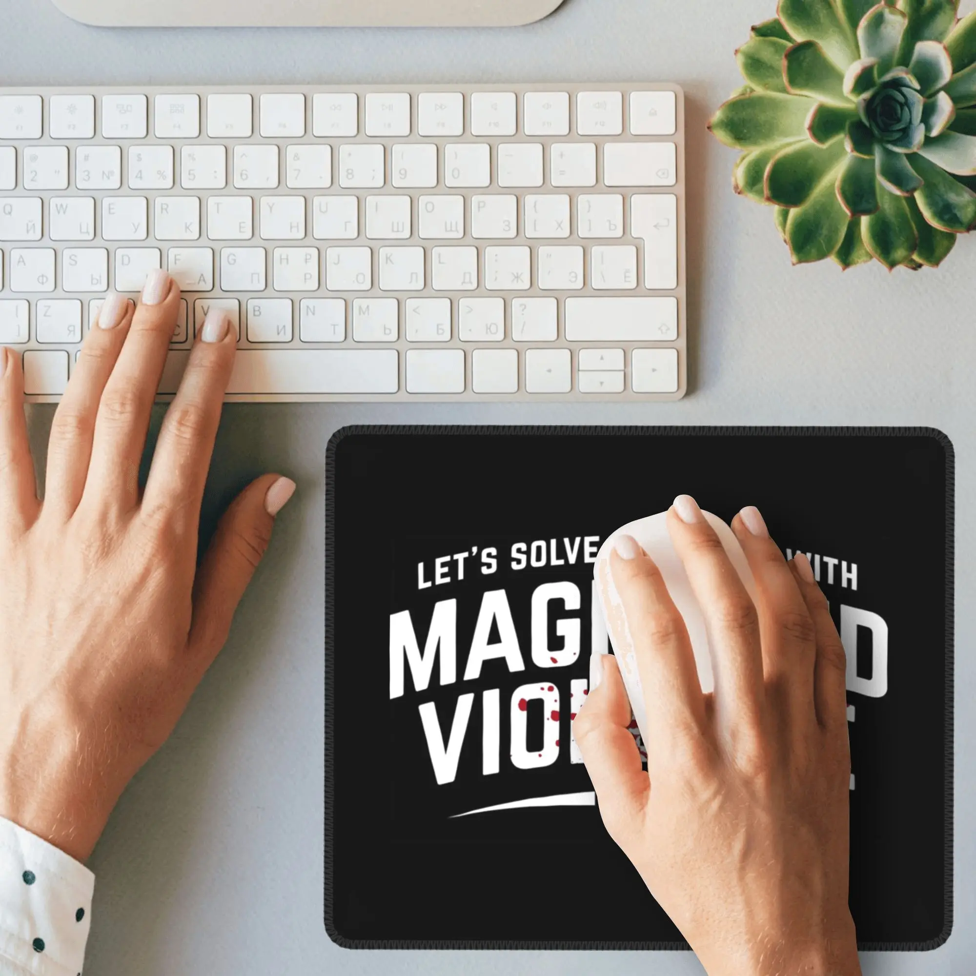 Let's Solve Problems With Magic and Violence Mouse Pad Computer Keyboard Mouse Mat Gamer PC Laptop Desk Mat Office Table Mats