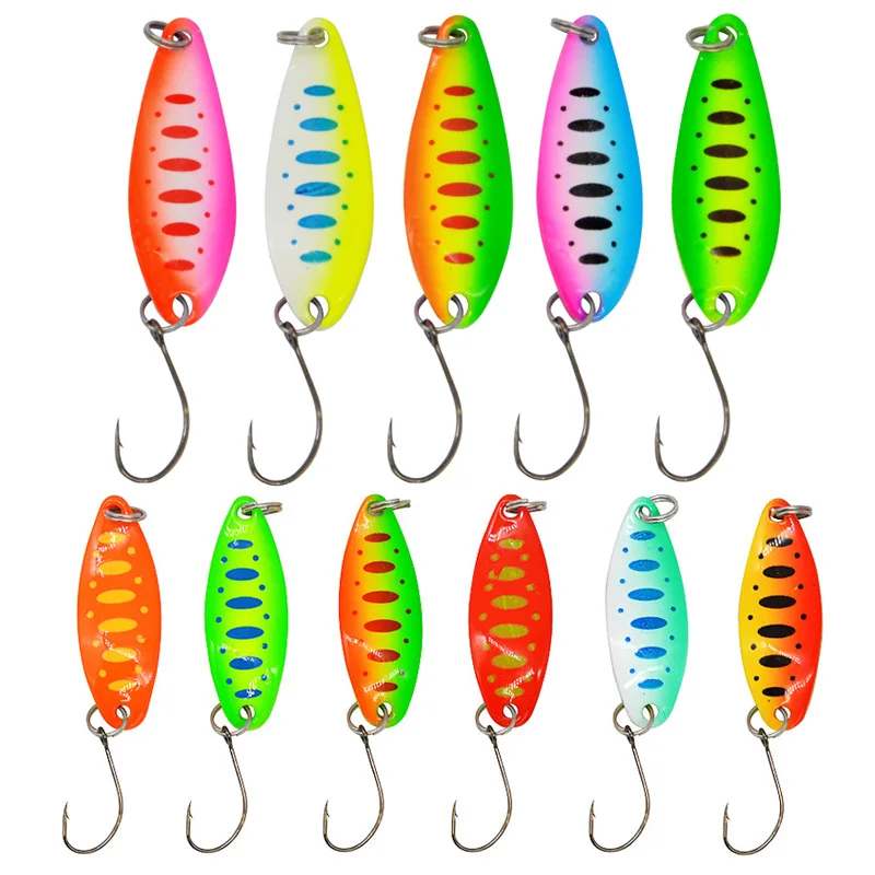 5Pcs/6Pcs 3.5g 5g Metal Spoon Fishing Lures Trout Hard Bait Sequins Spinner with Carbon Steel Single Fishhook