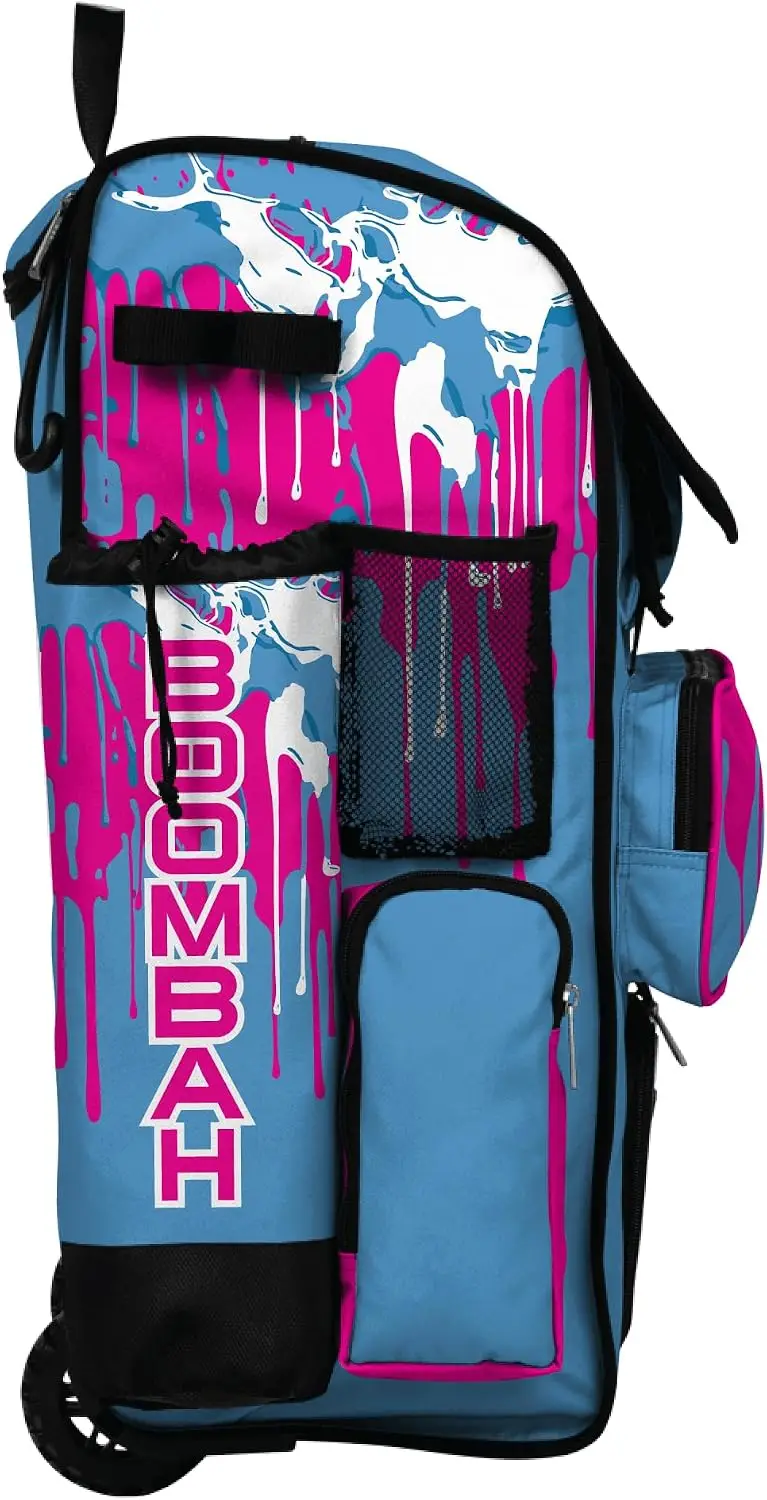 Wheeled Bat Gear Backpack Telescopic Handle Four Bats Softball Baseball Graffiti