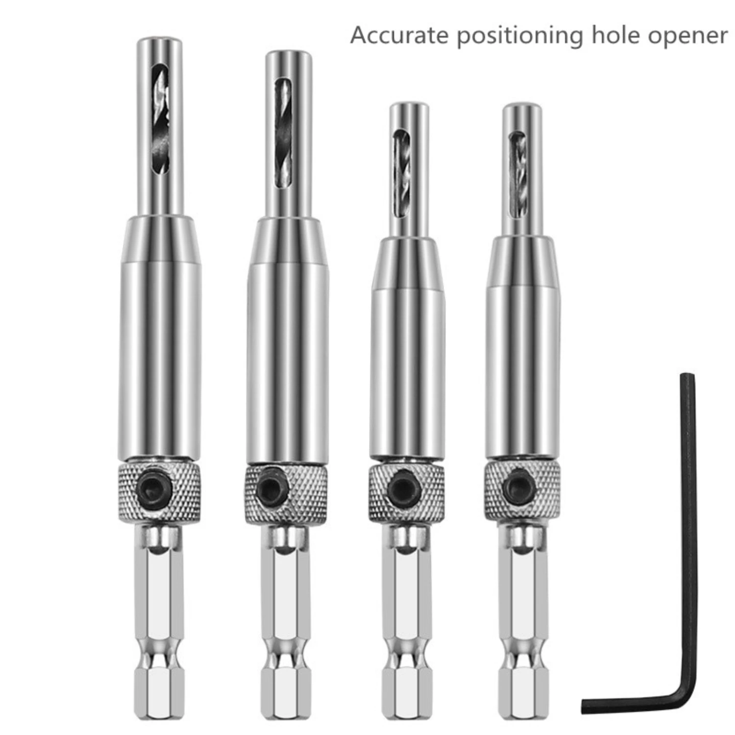 Accurate and High-Quality Set of 4pcs BINOAX Self-Centering Hex Recess Hinge Drill Bits for Door and Cabinet Hole Drilling - Ess