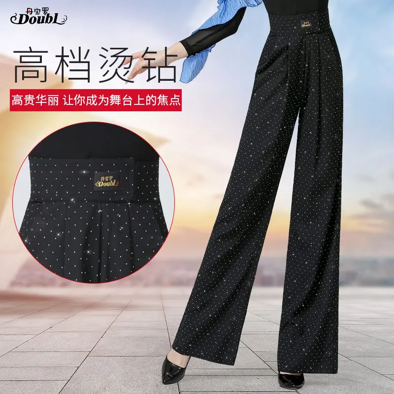 Doubl Hot Diamond Moden Dance Pants pantaloni speciali da ballo da donna Ballroom Dazzling Ballroom Dance Practice Pants