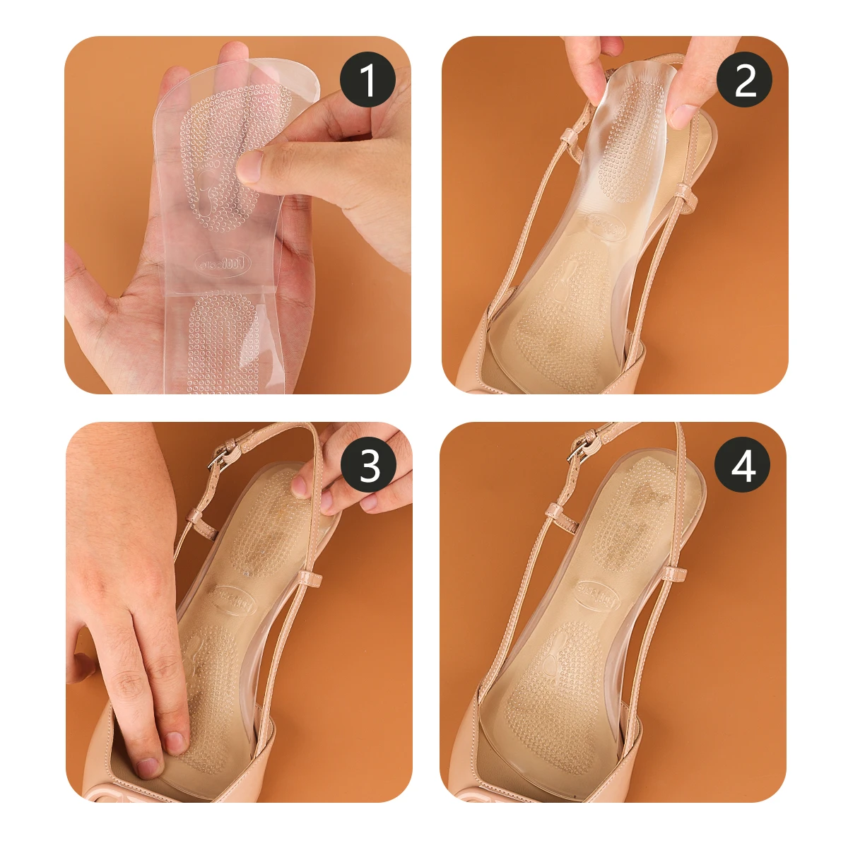 1 paar Transparente Schmerzen Relief Massage Kissen Schuh Anti Slip Fuß Füße Pad Fußpflege High Heel Silikon Gel Kissen einlegesohle – Detail 4