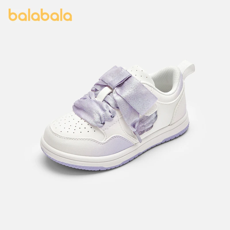 Balabala Children's Shoes Sneakers Girls' White Shoes 2024 New Version Spring and Autumn Sweet Trendy Shoes Low-top Anti-slip