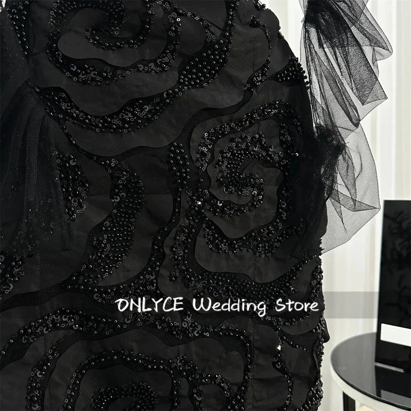 Abiti da sera da donna per occasioni speciali Abito da sera di lusso nero su misura 2025 Abiti da ballo con maniche lunghe con scollo a V