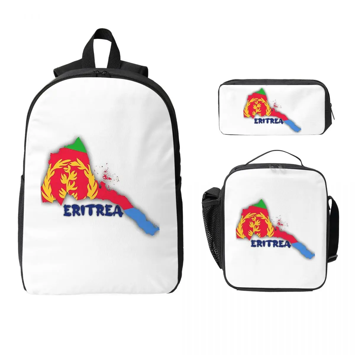 

Flag Of Eritrea Backpack Student Boys Girls BookBag School Bag Laptop Shoulder Bags 3ps Insulated Lunch Bag Pencil Case