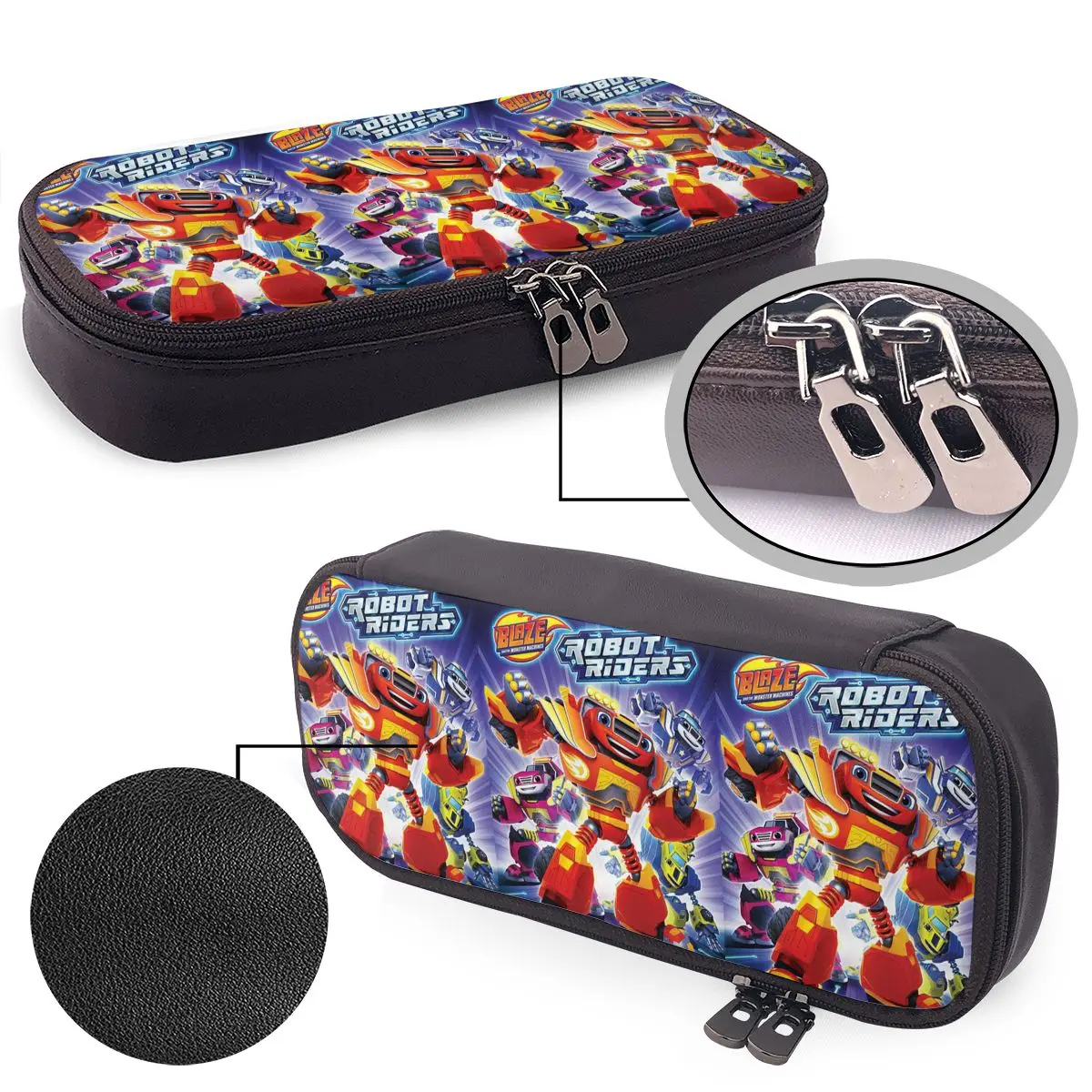 Blaze And The Monster Machines Leather Pencil Case for Kids School Pen Box Pencil Bag Stationery Supplies