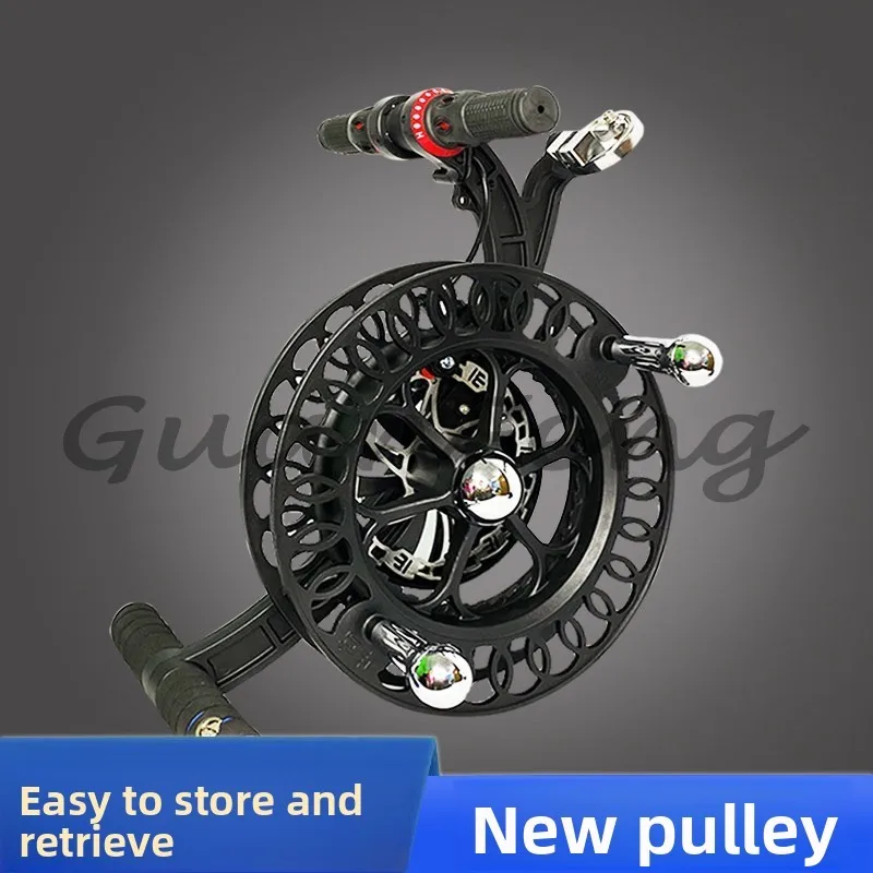 Pulley labor-saving wheel brake anti-reverse take-up line kite pulley reel plate full alloy
