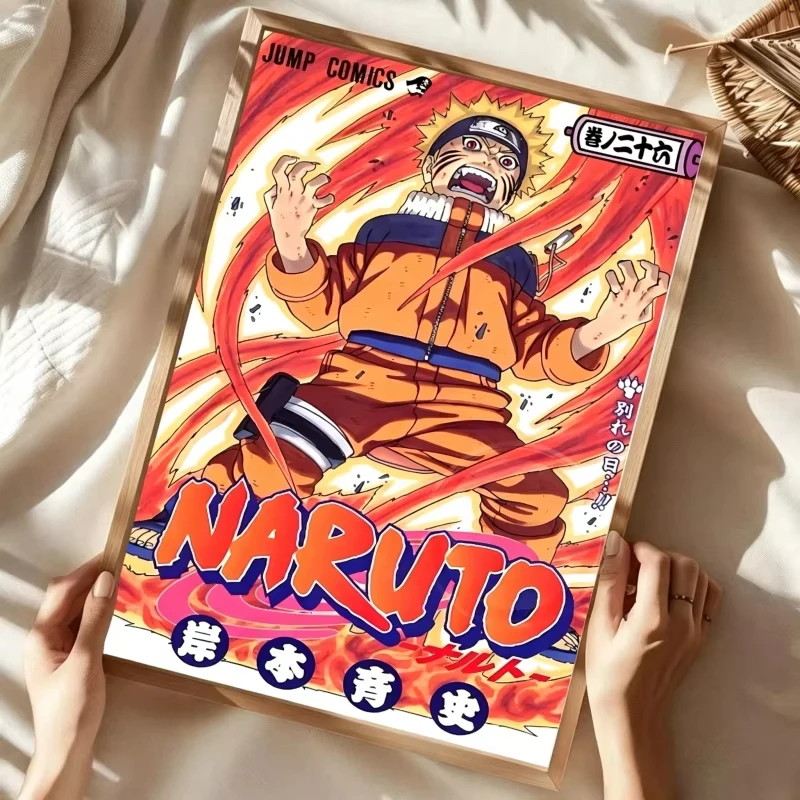 N-Naruto Anime Hot Blood Ninja Magazin-Cover Poster Leinwandgemälde für Zuhause Wohnzimmer Schlafzimmer Bar Café Wandkunst Dekoration – Detail 7