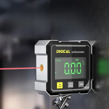 Household Double Sided Laser Inclinometer Multifunctional Four Sided Magnetic Absorption Angle Level Small Slope Measuring Tools