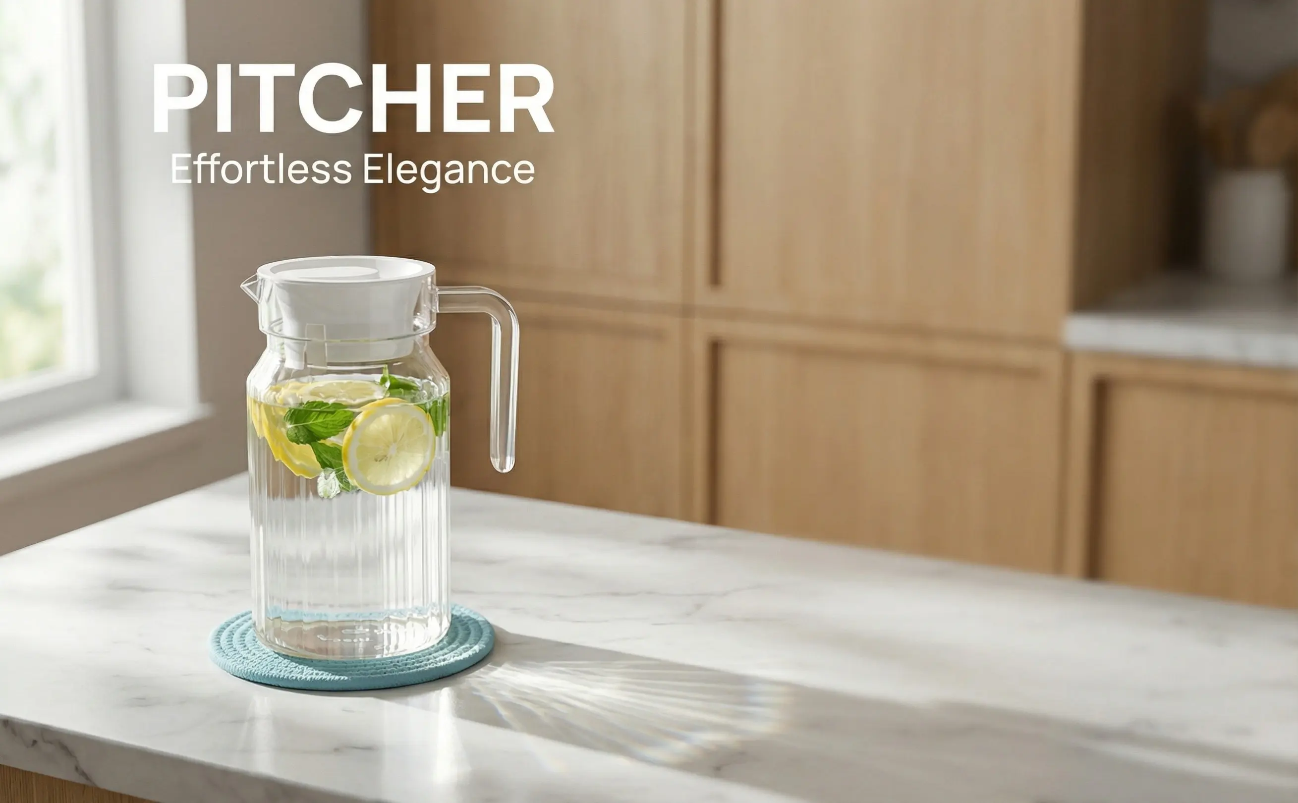 500ml Clear Plastic Juice Pitcher with Striped Leakproof Lid Fridge Water Carafe for Tea Lemonade