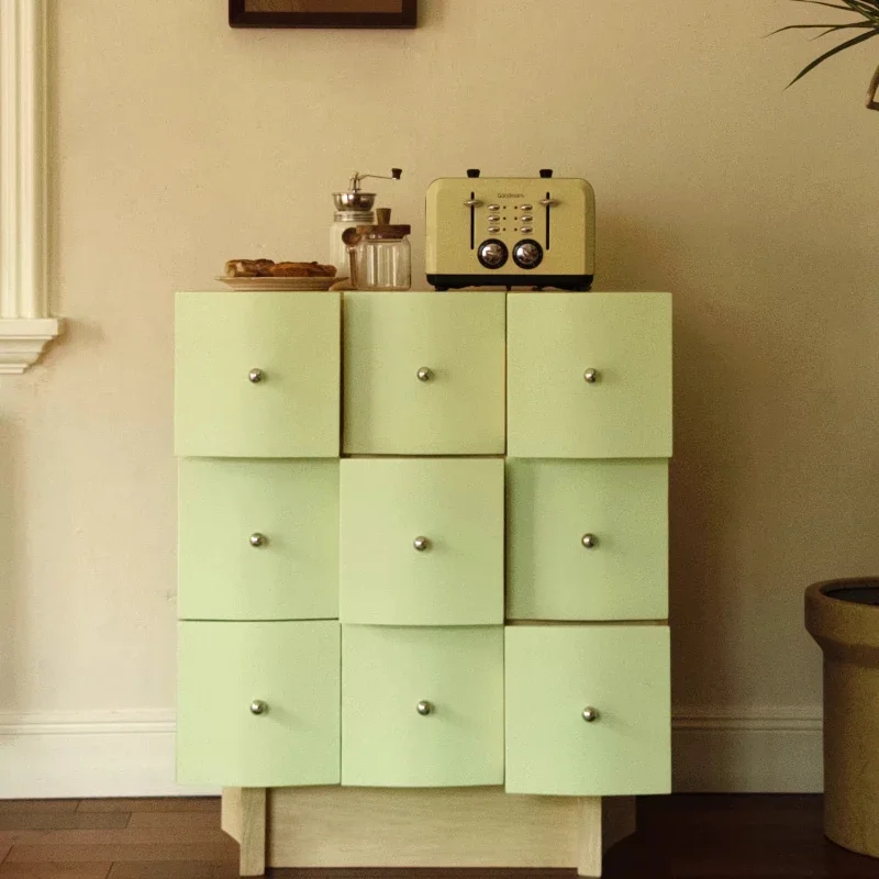 Bobo Cabinet Green Wave Cabinet Nine Bucket Cabinet Medieval Cream Wind
