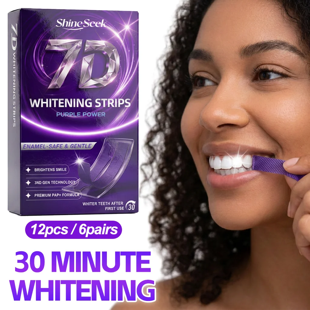 12Pcs/6Pairs Brand New Upgraded Pap+Purple 30-Minute Fast Whitening Tooth Strips, Third-Generation Purple Tooth Strip Technology, Gentle Whitening of Teeth, Does Not Contain Hydrogen Peroxide, Suitable for Sensitive Gums, Does Not Harm Gums, Non-Toxic and Non-Irritating, Suitable for Quick Teeth Whitening, for a Dazzling Smile