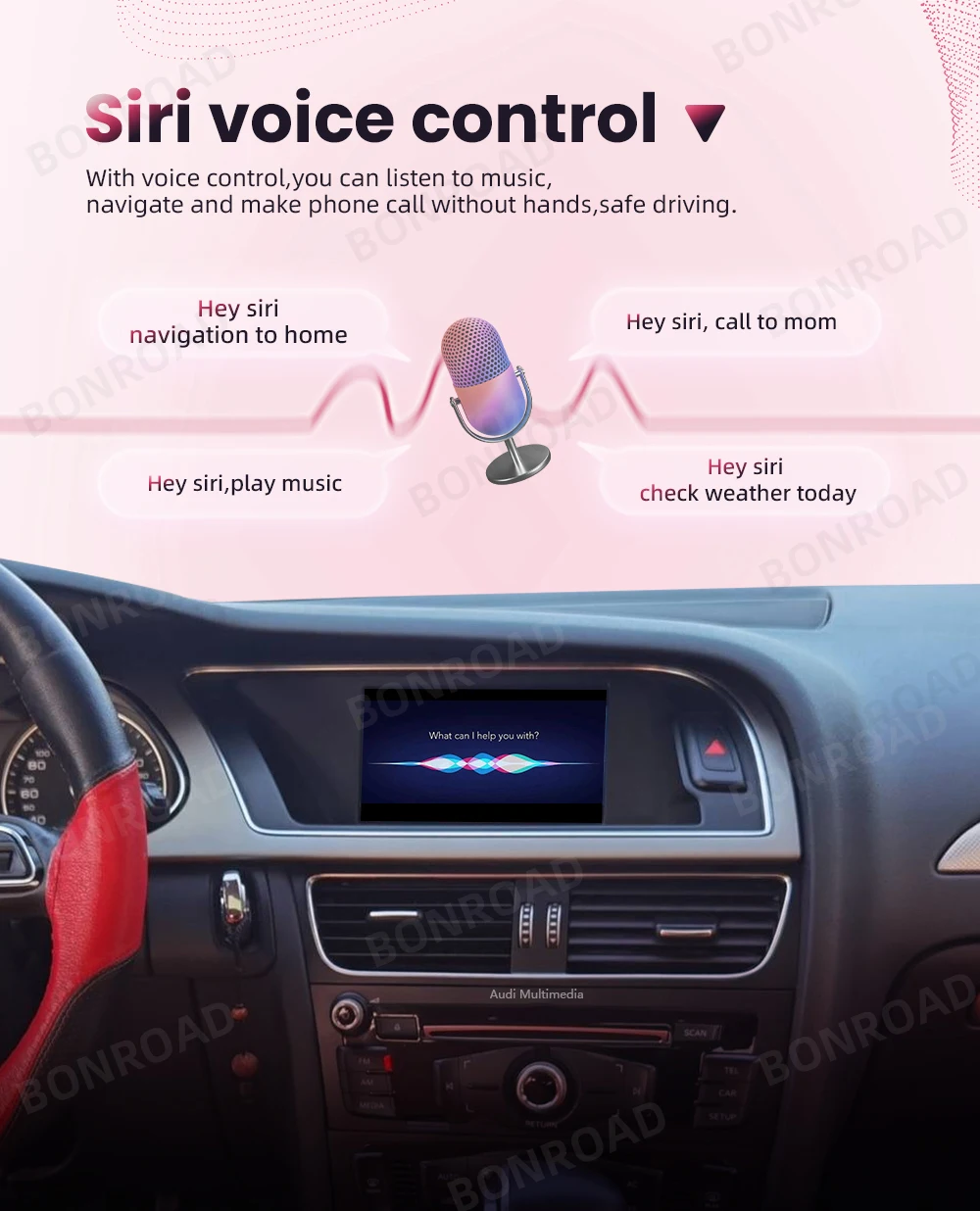 BONROAD Drahtlose CarPlay Android Auto Interface Adapter Für Audi A4 B8 A5 Q5 2009-2016 Bluetooth GPS Navigation MMI 3G Version – Detail 7