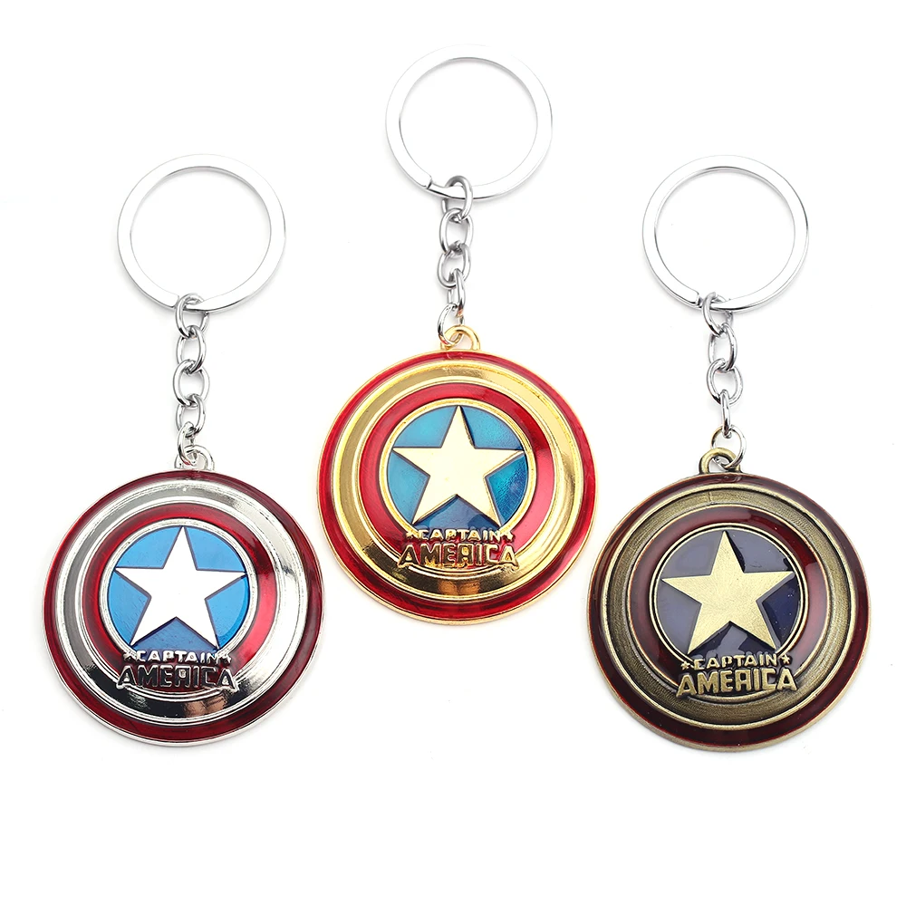 Captain America Shield Keychain Fashion Creative Superhero Avengers Keyring for Men's Car Bag Key Holder Accessory