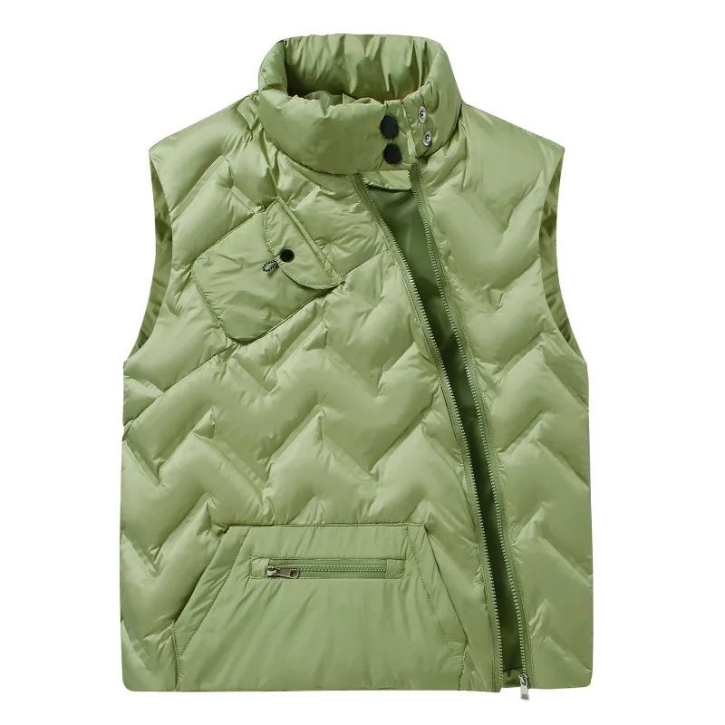 2026 Winter Men Cotton Vest Stand Collar Diagonal Pocket Design Loose Sleeveless Coat Warm Fashion Women Men Couple Waistcoat
