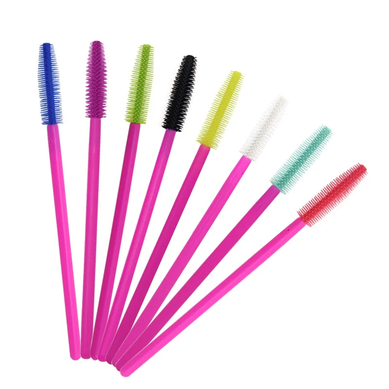 Descartável Silicone Pestanas Escova, Mascara Wands, Extensão Cílios, Microbrush, Sobrancelha Aplicador, Maquiagem Escova, Beauty Tool, 50Pcs