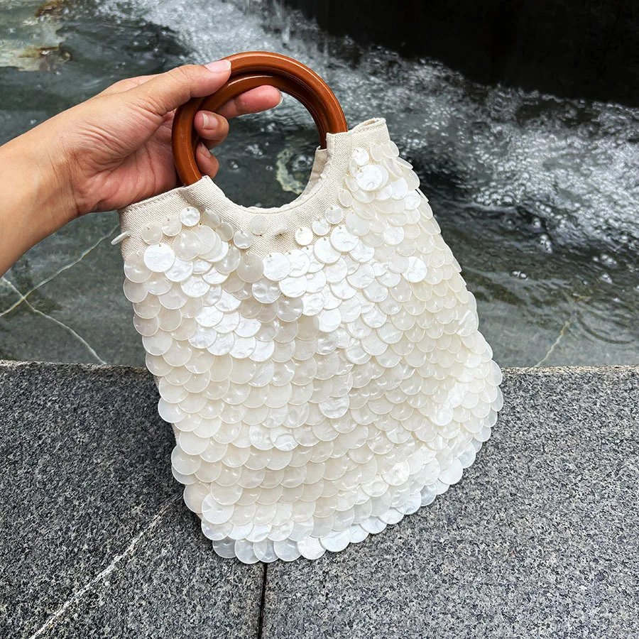 French holiday style high sense pure handmade natural shell bag fairy log handbag temperament niche design bag