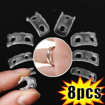 8 stks Siliconen Verstelbare Ringen Gereedschap Onzichtbare Ring Resizer Transparante Pads Maataanpassing Fit Elke Ringen Diy Sieraden Gereedschapssets