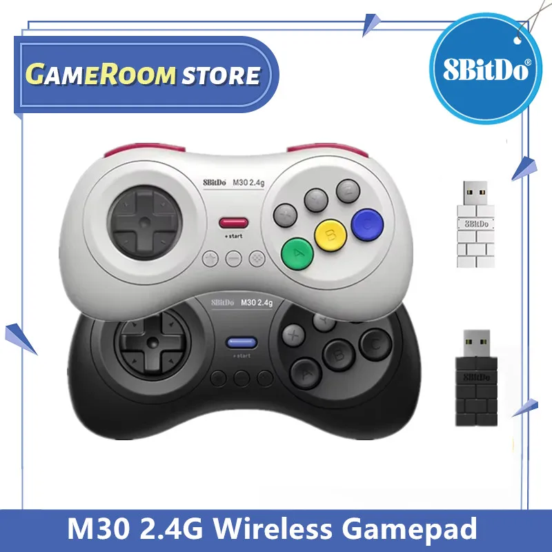 8BitDo for Gega Genesis Mini and Mega Drive Mini M30 2.4G Wireless Black and White Gamepad  Wireless Game Controller
