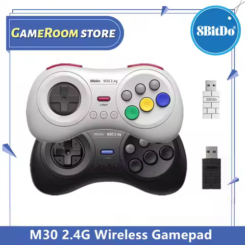 8BitDo for Gega Genesis Mini and Mega Drive Mini M30 2.4G Wireless Black and White Gamepad Wireless Game Controller
