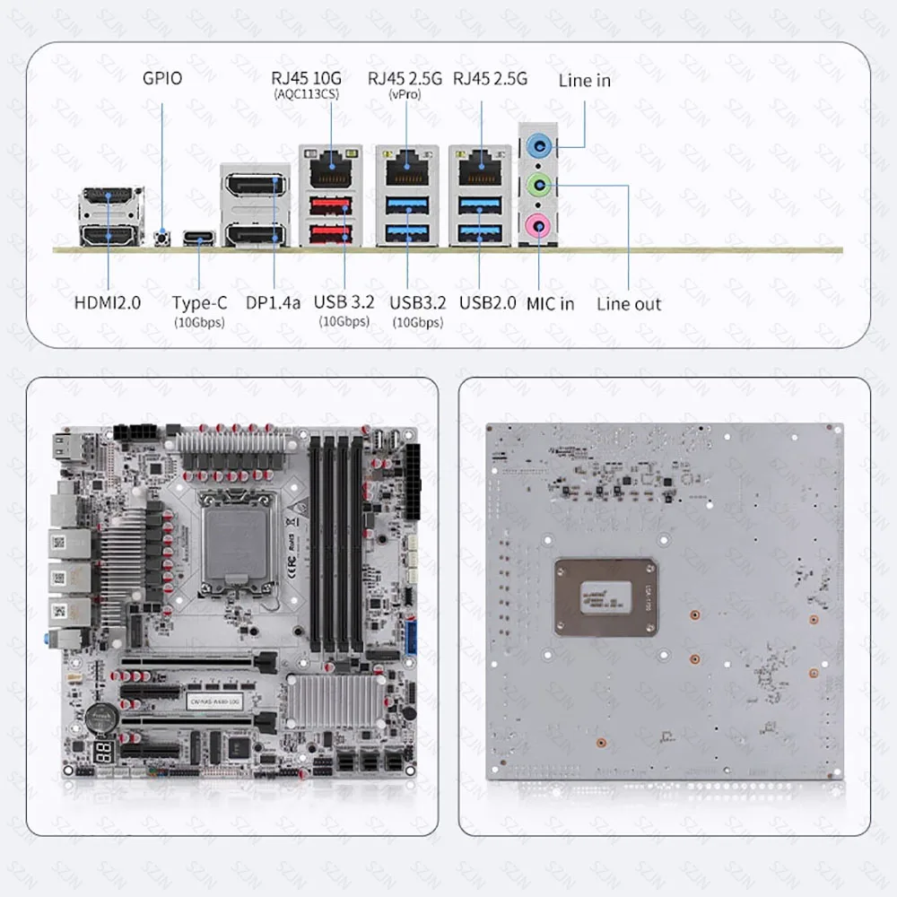 Set scheda madre W680 Kit AIO Nas con 12-14th Core DDR5 Max 128GB PCIE5.0 Supporto 12*SATA3.0 3*M2-NVME Workstation tutto in uno
