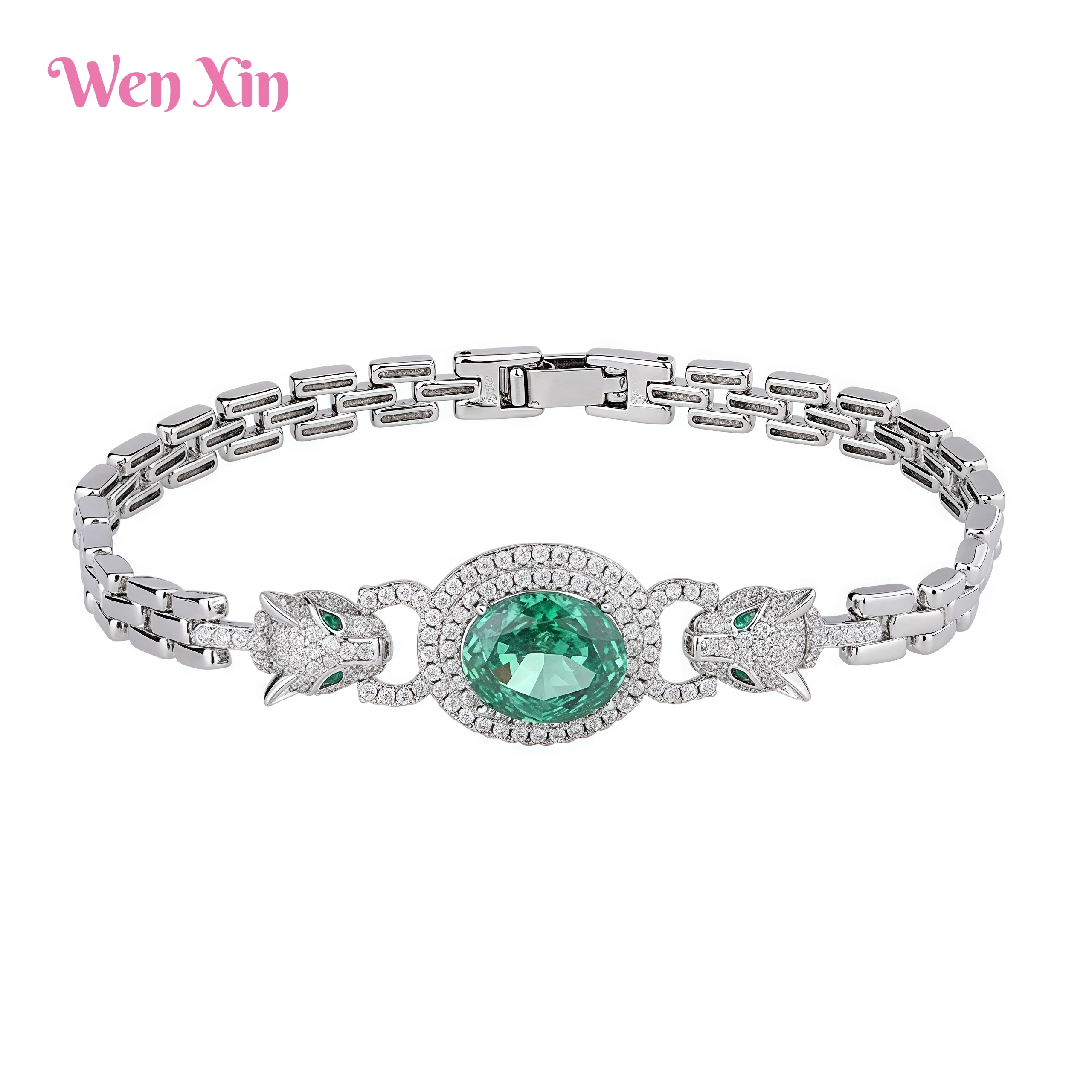 

WENXIN Brand MUSHAN MCT Leopard Copper Chain Bracelets Bangle For Women Fashion Colorful Gemstones Jewelry Accessories