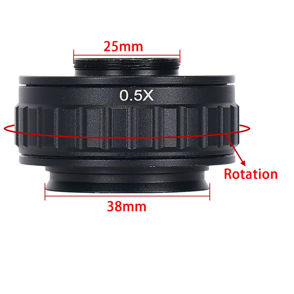 C Mount Camera Adapter Lens 0.35X 0.5X 1X For Microscope 38mm Port For Large Image Sensor Industrial Lab Equipment Tool