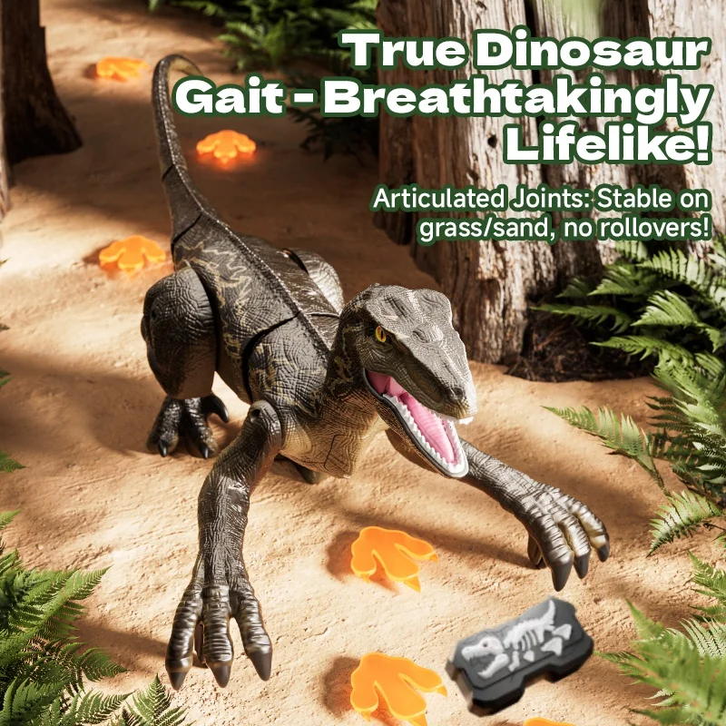 스프레이 기능이 있는 RC 공룡 2.4G 무선 조종 공룡 걷는 공룡 로봇 장난감 시뮬레이션 벨로시랩터 RC 장난감 어린이 선물