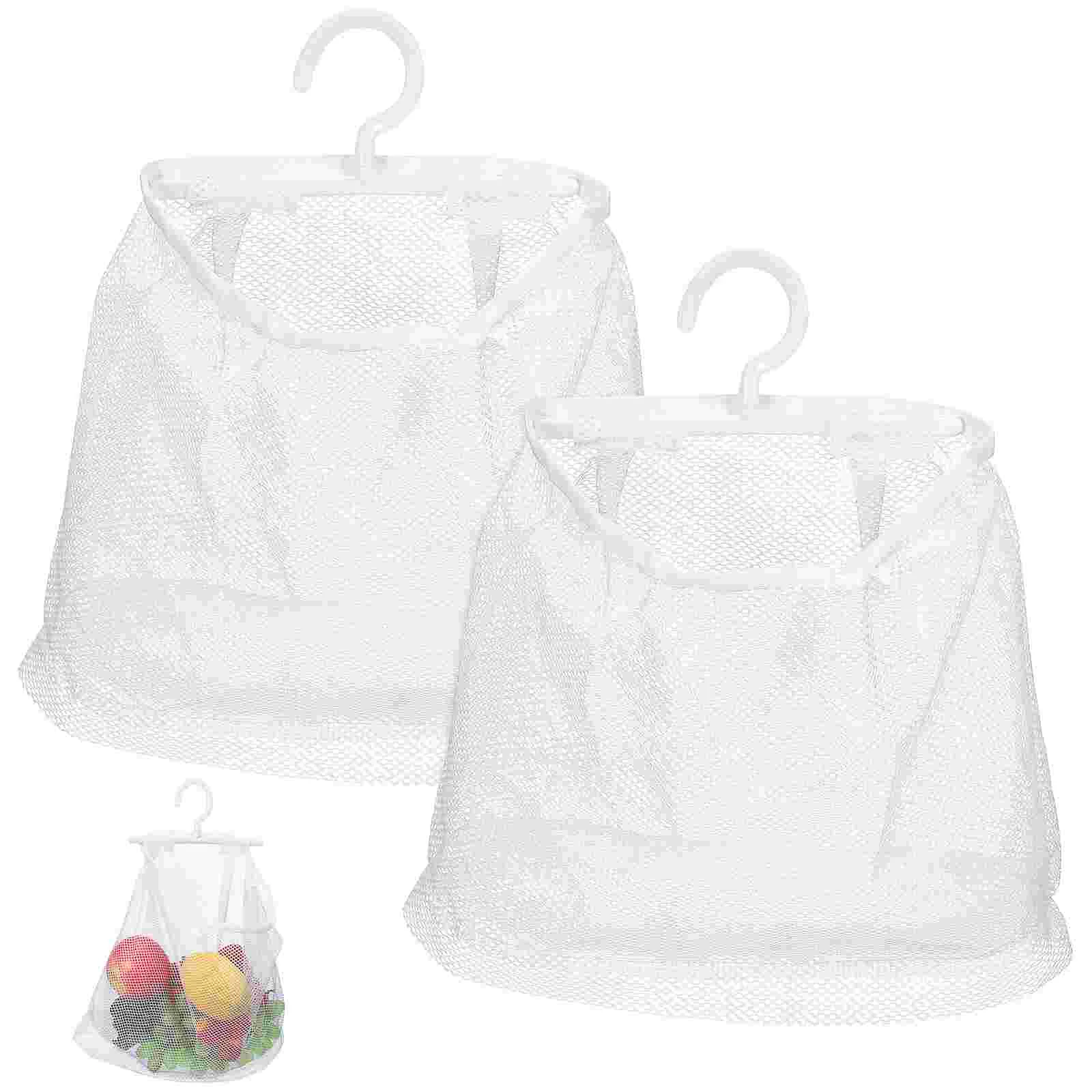 2 Pcs Storage Mesh Bag Home Kitchen Fruit Toys Laundry Baskets Hanging Pp Polyester Garlic Pouch Shopping Baby