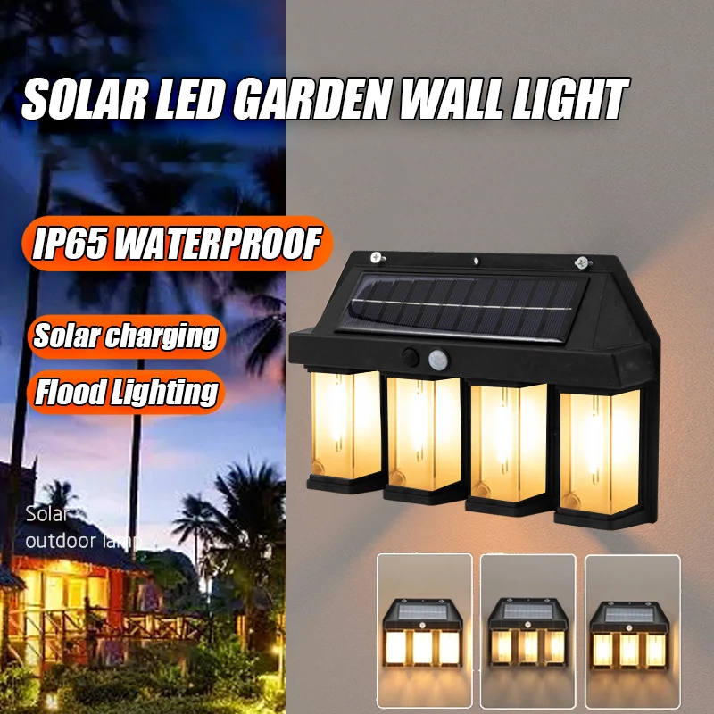 

Outdoor Solar 2/3/4LED Tungsten Lamp IP65 Waterproof Wall Light with Motion Sensor 3 Lighting Modes Courtyard Decorative Lantern