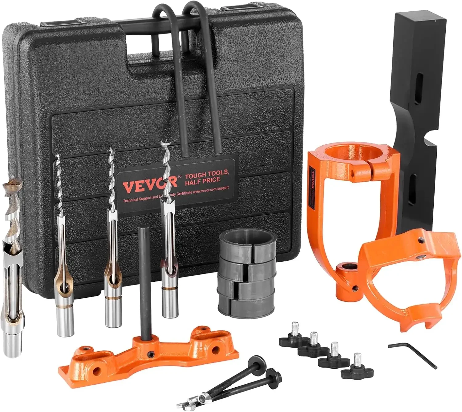 Mortising Attachment for Drill Press, 4 Model Drills Square Hole Chisel Set, Bench Drill Locator Set Mortise and Tenon Tools wit