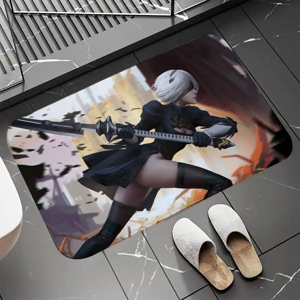 Nier Automata الكلمة حصيرة مدخل ممسحة حمام الحصير سجادة ضد الإنزلاق السجاد مدخل المنزل مخصص المطبخ القدم حصيرة لطيف Ru