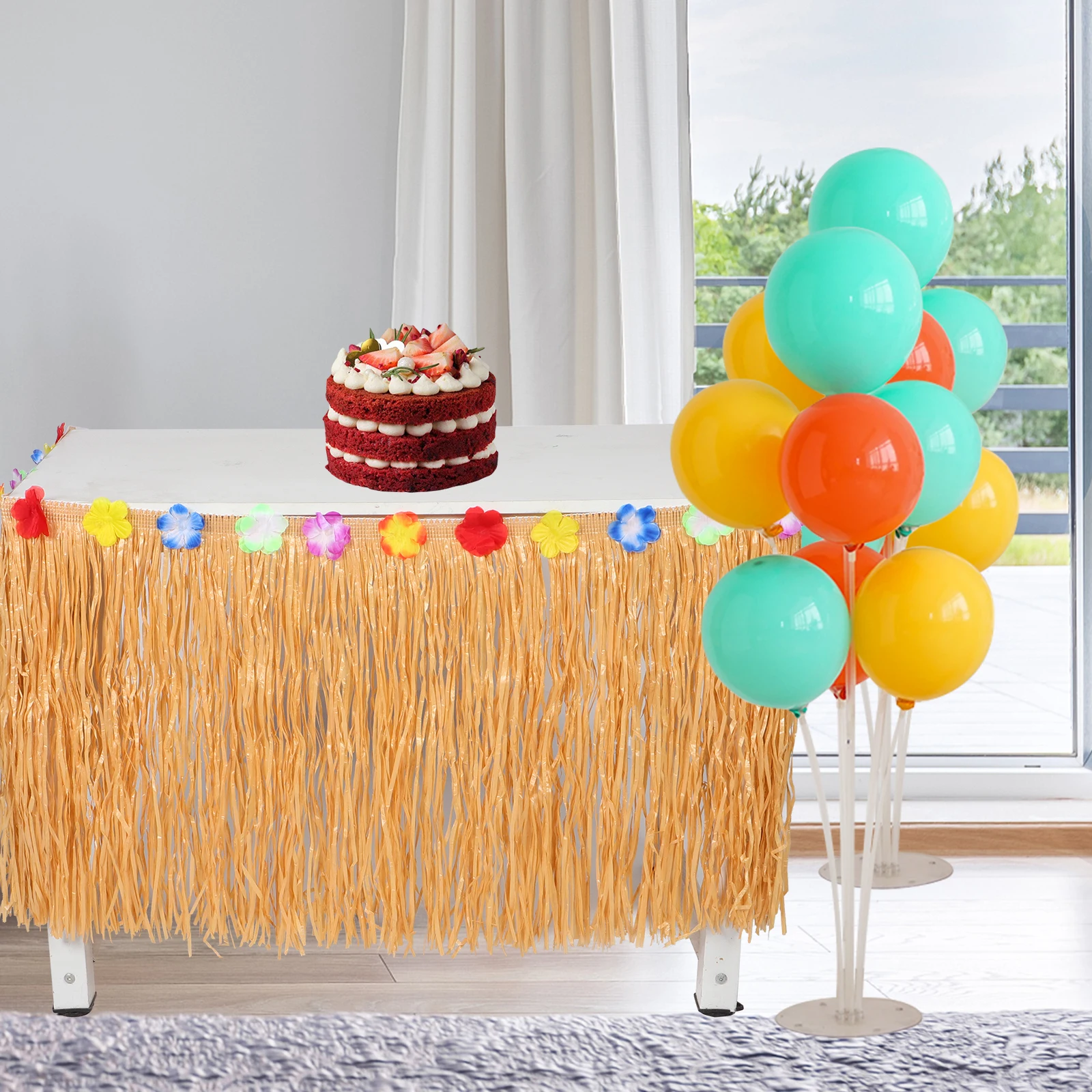 

Grass Skirt Hawaiian Party Table Skirts Luau Birthday Supplies Tropical Garland Beach Hawaiian Themed Party Decorations Theme