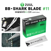 2UUL DA18 BB SHARK BLADE#11 100PCS Easy Tear Design Quick Access for Mobile Phone Repair Disassembly Cutting Blade Tool