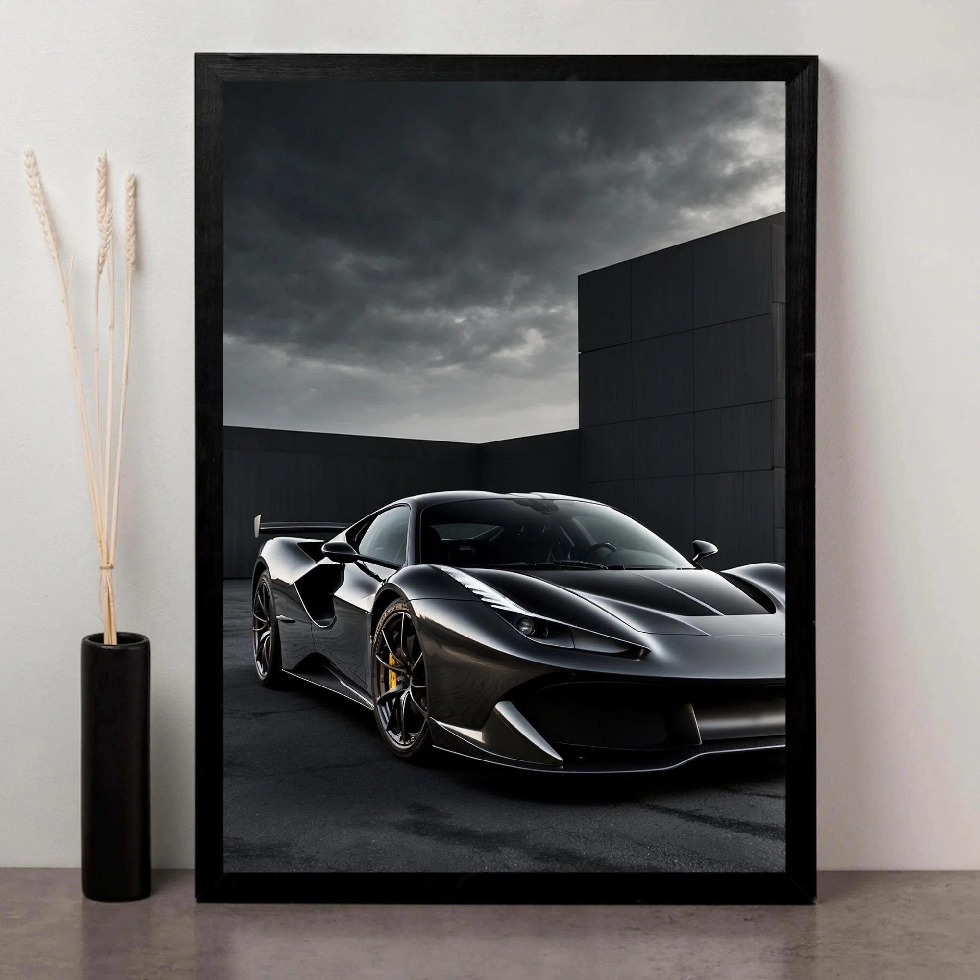 سيارة أبيض وأسود موضة المدينة الفاخرة الرياضة المشارك طباعة صور فنية للجدران قماش اللوحة غرفة المعيشة غرفة نوم ديكور المنزل هدية #2
