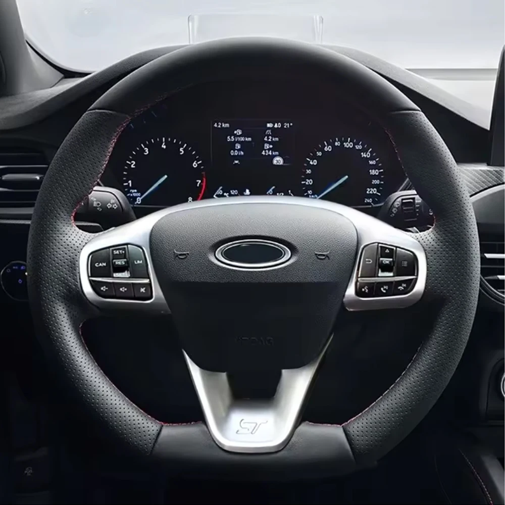 Für Focus 4 MK4 2019-2024 Fiesta MK8 2017-2021 ABS Auto-Lenkrad-Verkleidung Steuerknopf-Rahmenabdeckung Zubehör – Detail 4