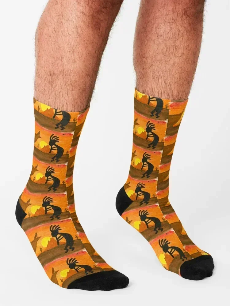 Kokopelli Sunset Socks floor Christmas essential aesthetic Man Socks Women's