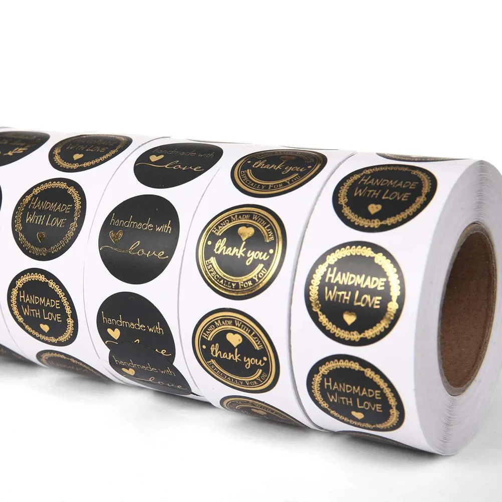 

500pcs Gold Letter Sealing Stickers Roll Diy Bag Self-Adhesive Packing Labels Decoration For Cake Boxes Notebooks Chocolate File