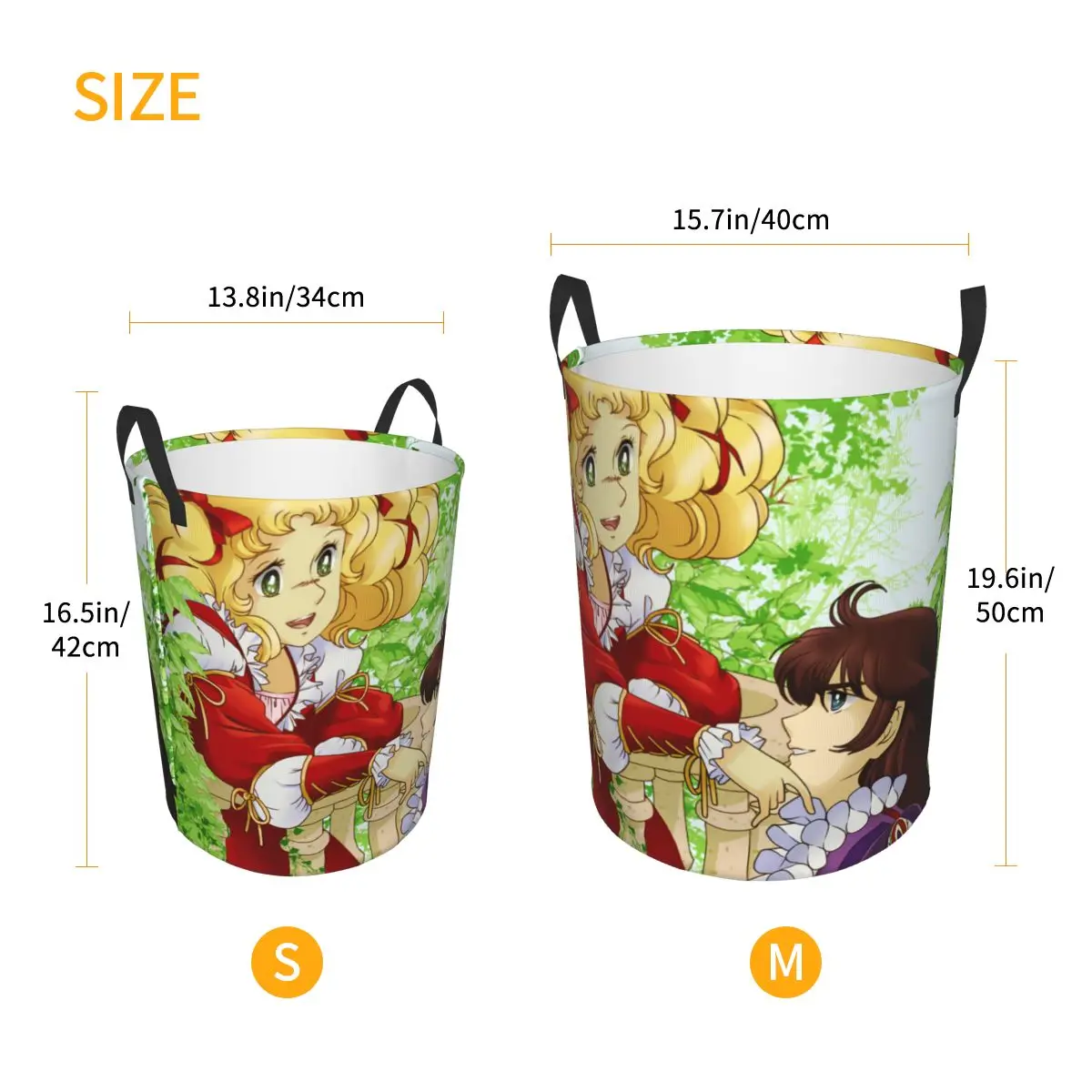 Custom Candy Candy Laundry Basket Collapsible Anime Manga Cartoon Girl Clothes Hamper for Baby Kids Toys Storage Bag