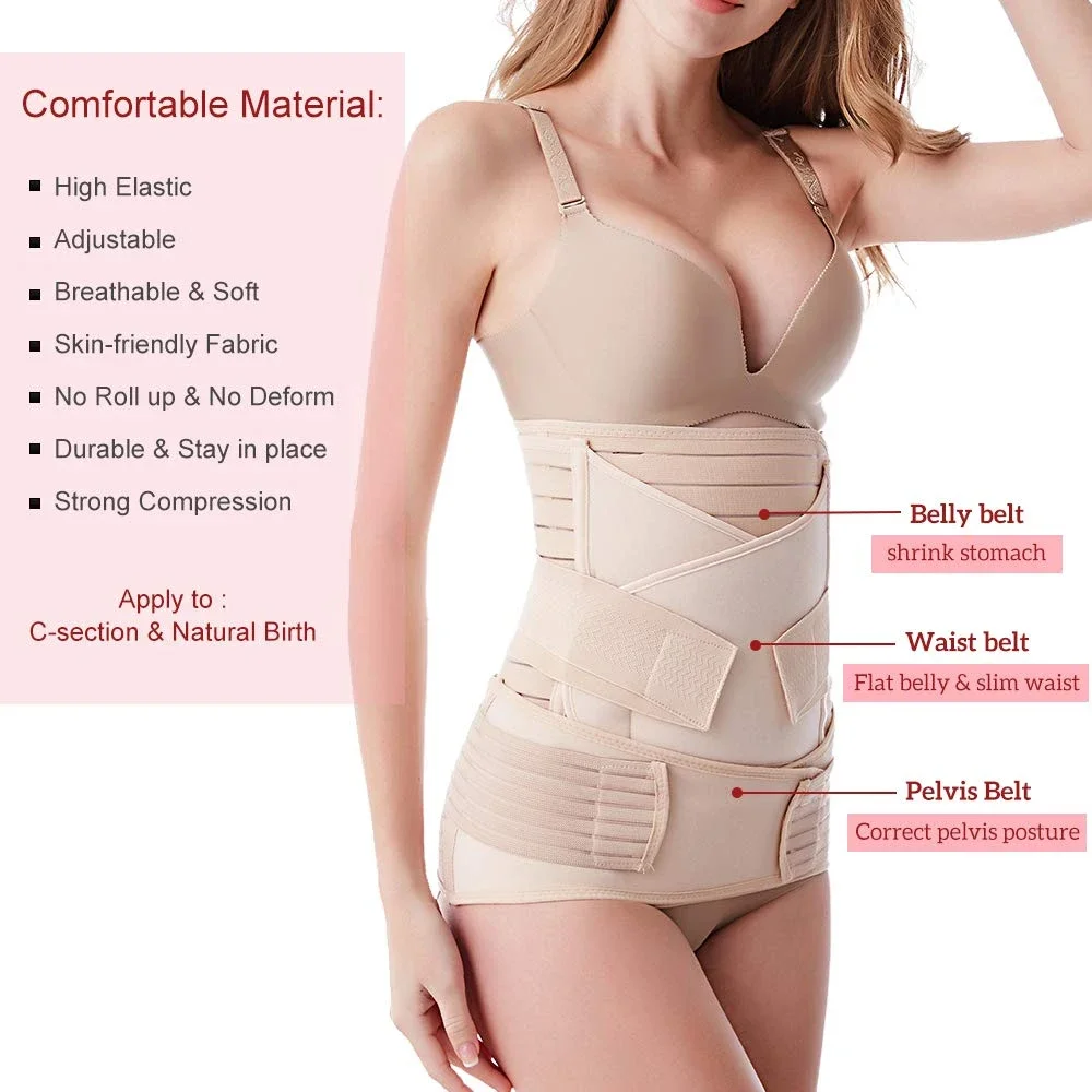 3 in1 Corset Postpartum Belly Band Pregnant Women Tummy Belly Pelvis Belt Wrap Waist Trainer Recovery Bandage Strap Body Shaper