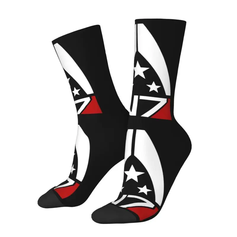 Cute Printed Mass Effect Alliance N7 Logo Socks for Women Men Stretch Summer Autumn Winter Crew Socks