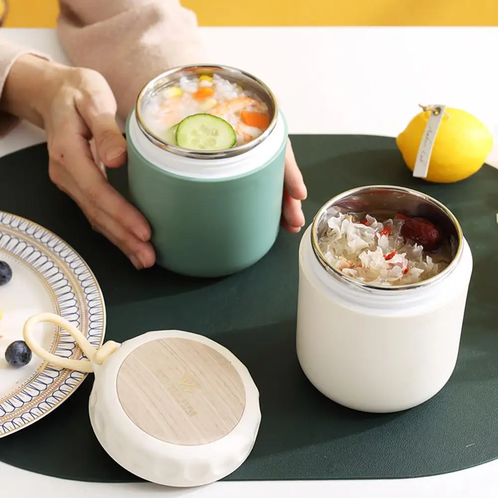 Edelstahl-Trinkbecher Bento-Lebensmittelbehälter Lunchbox Thermobehälter mit Deckel Tragbarer Isolierter Suppenbecher