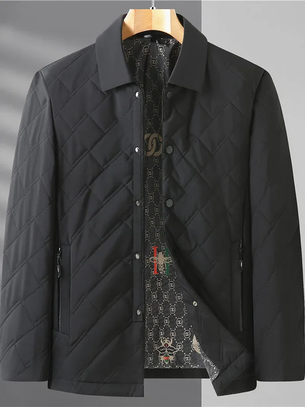 

Loose Fit Casual Cotton Jaet for Men Autumn Winter Quilted Removable Collar Single Button Oversized plus Size Polyester Fiber