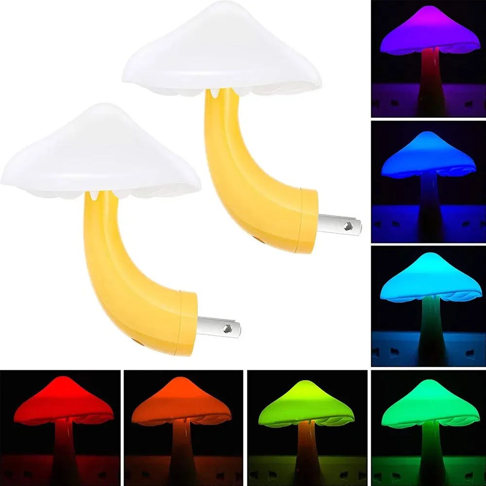 

LED Night Light Plug in Lamp 7-Color Changing Cute Mushroom Light Sensor Night Lights for Adults Kids NightLight