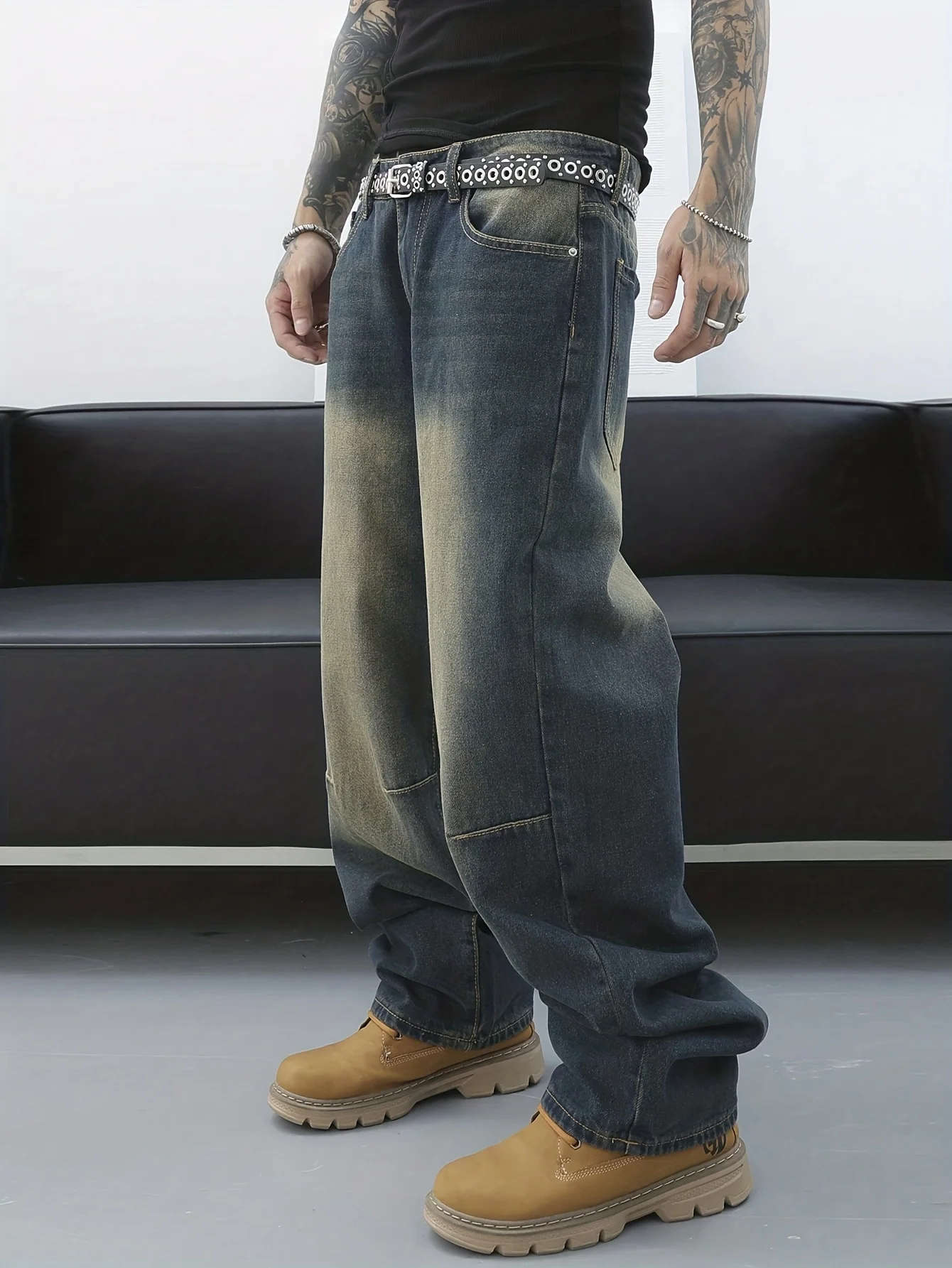 خمر الرجال y2k فضفاض الدينيم الجينز للرجال موضة سراويل تقليدية الشارع الشهير الدنيم الهيب هوب واسعة الساق مستقيم بناطيل كاجوال #6