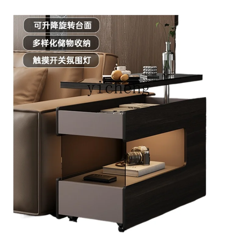 

ZK Sofa Cabinet Light Luxury High-Grade Living Room Side Table Side Cabinet Side Cabinet Movable Small Table with Wheels