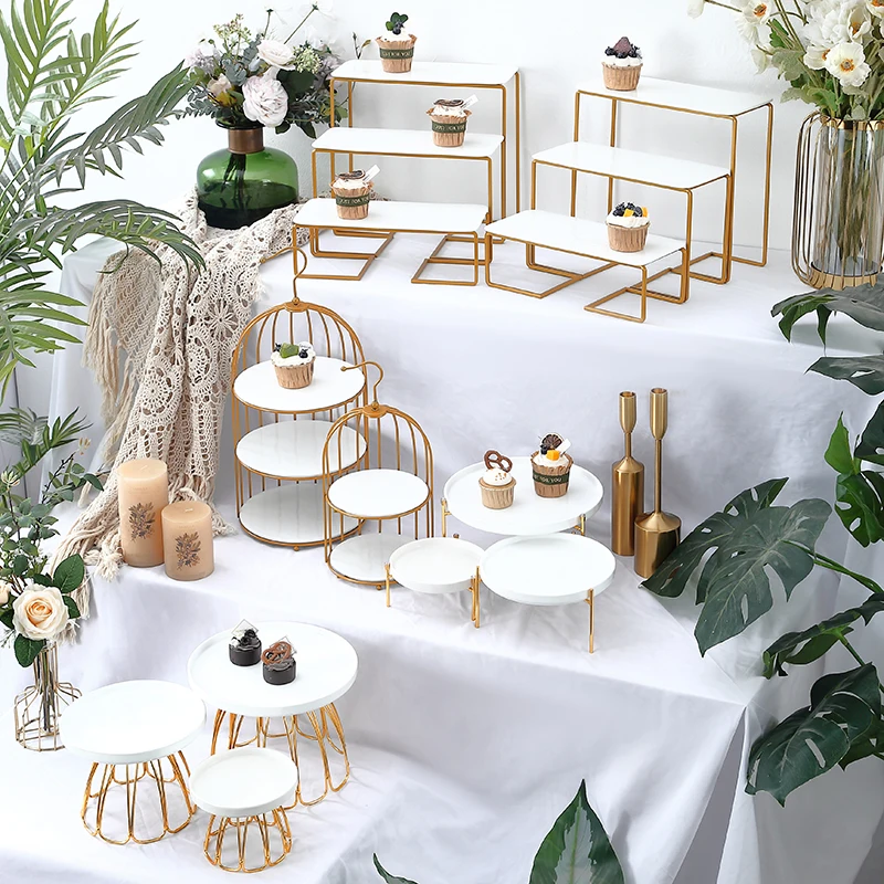

Light Luxury Ceramic Dessert Table Display Rack Outdoor Wedding Engagement Cake Dim Sum Tray Pastry Table Wedding Arrangement