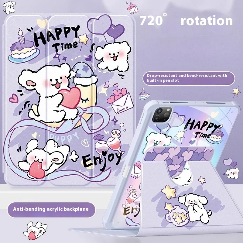 

Чехол для ipad с милым принтом собаки Funda Ipad A16 Pro4 5 6 M4 Защитный чехол Air 3 4 5 M2 M3 Чехол для планшета 10-го 11-го поколения с слотом для ручки