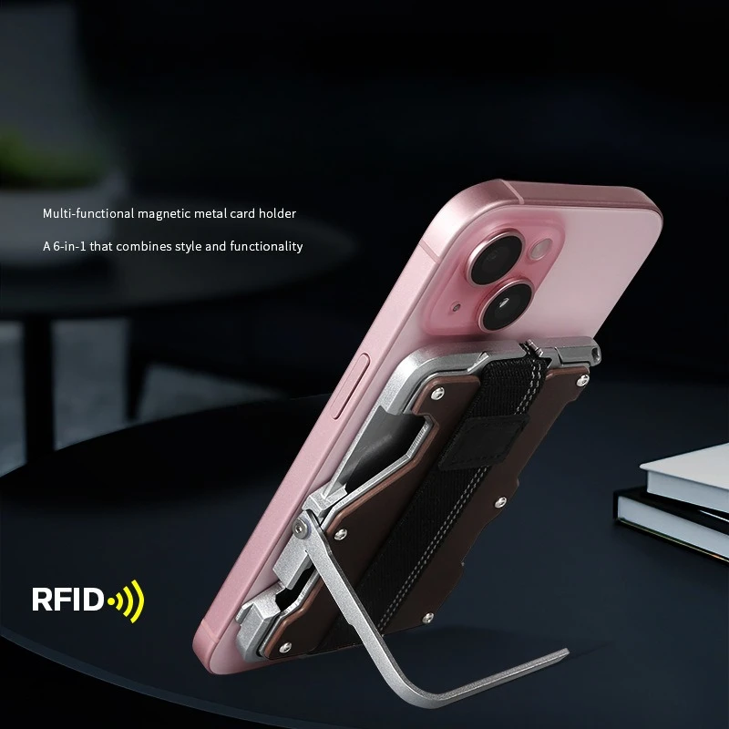 Suitable for Apple aluminum alloy card box, AirTag rubber band metal card case, flip cover magnetic card case