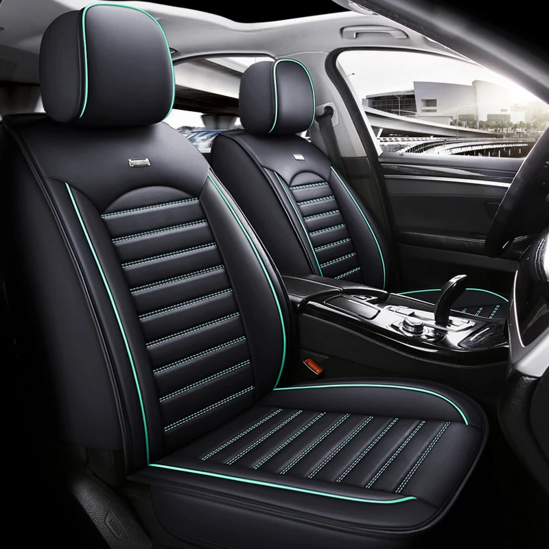 Custom Full Set Luxury Sports Car Seat Cushions 9 Pcs Universal Waterproof PU Leather Seat Covers Red For Honda Civic Golf